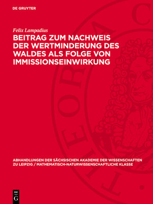 cover image of Beitrag zum Nachweis der Wertminderung des Waldes als Folge von Immissionseinwirkung